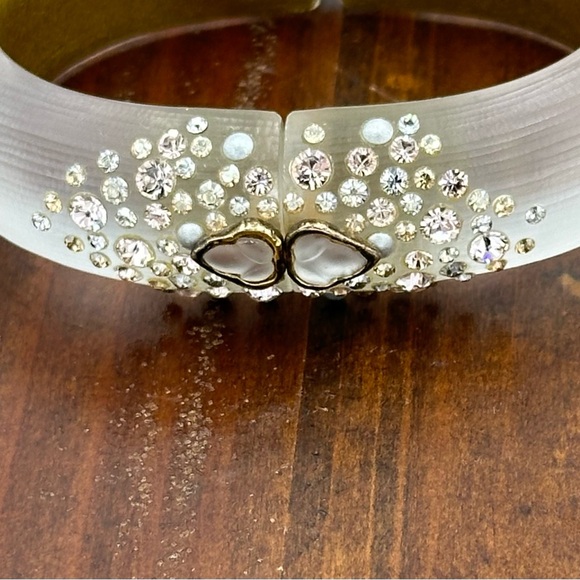 Authentic Alexis Bittar Lucite Crystal Hinged Bangle Bracelet - Picture 2 of 5